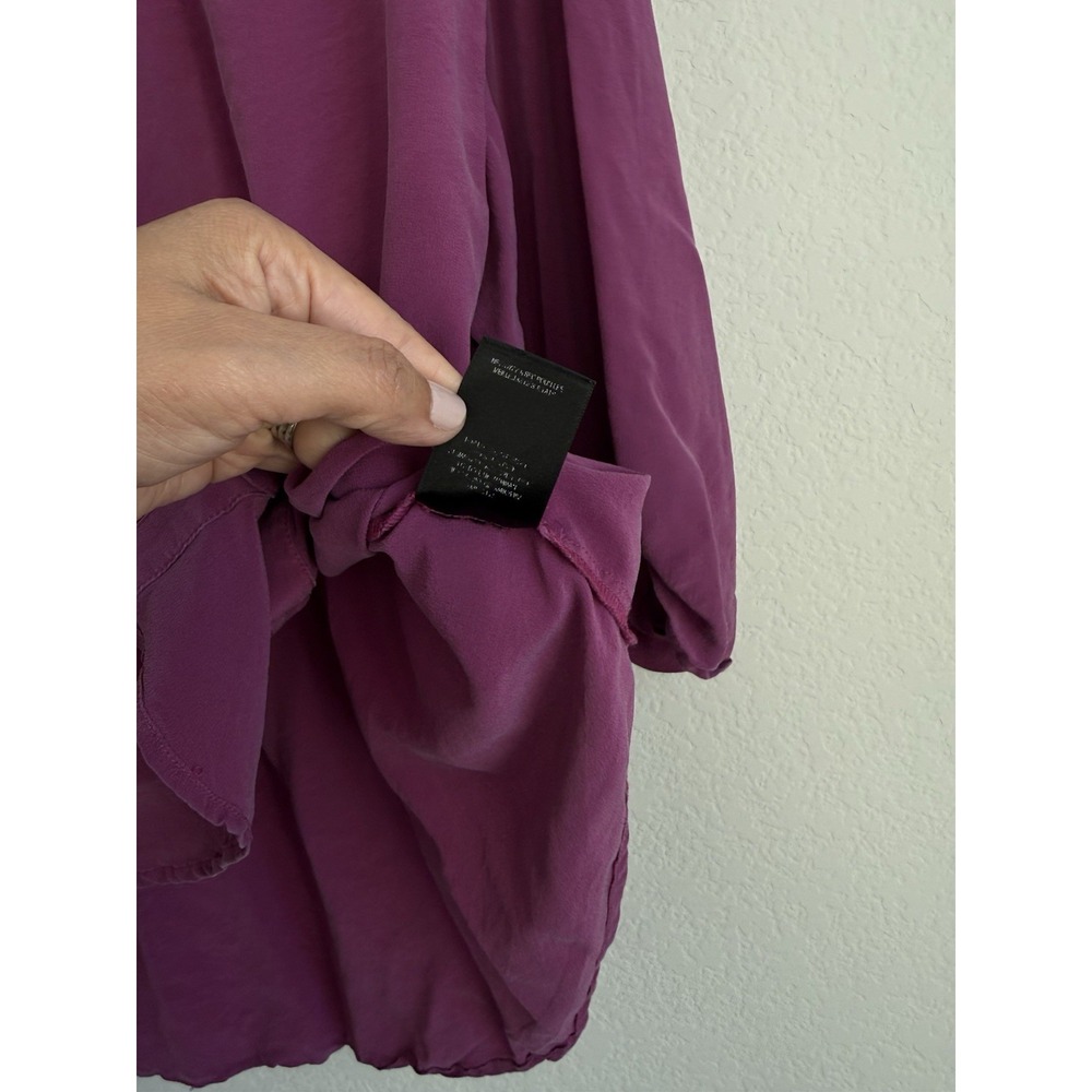 Maeve Anthropologie Silk Blouse Women's Large Magenta Cut Out Long Sleeve Career - Picture 7 of 11